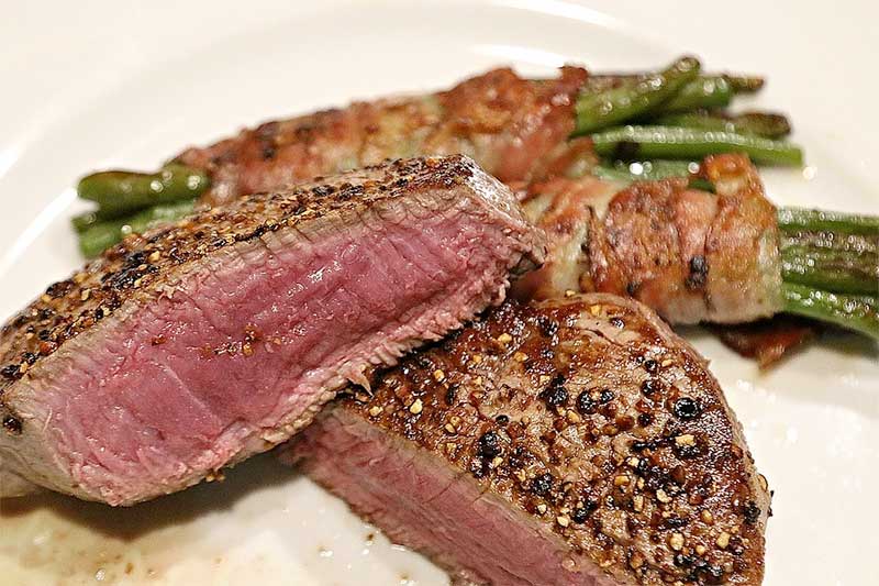 steak served rare on plate