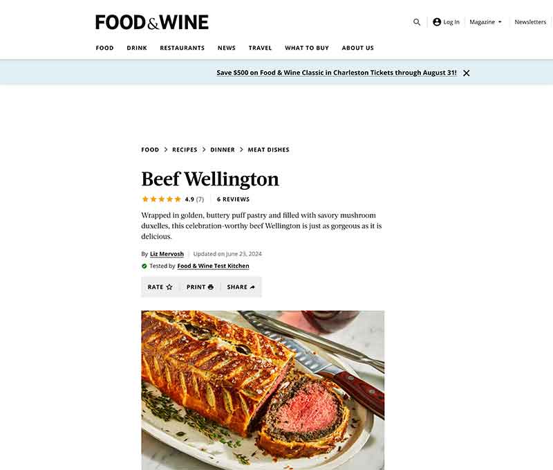 Jose Mier Beef Wellington image for Sun Valley, CA