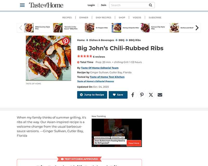 Ribs recipe page Jose MIer Sun Valley, CA