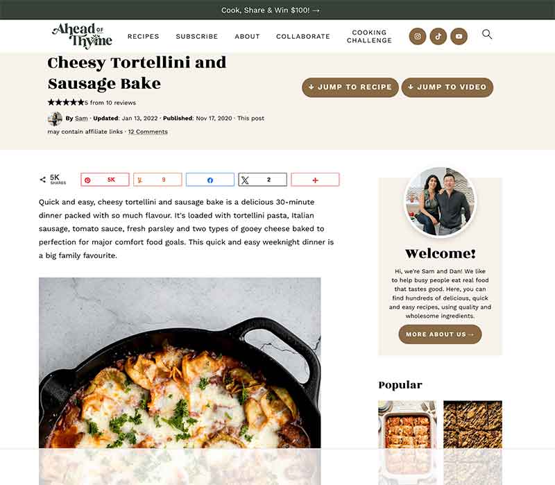 Tortellini bake screenshot Jose Mier Sun Valley, CA