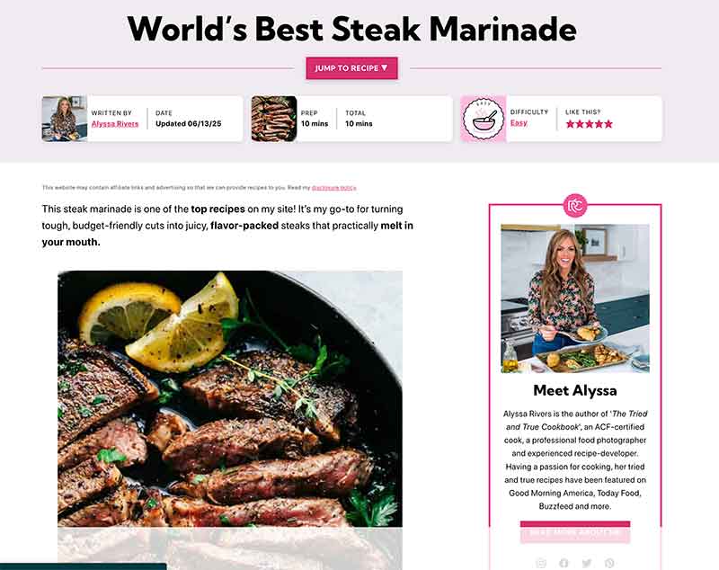 Jose Mier steak marinade for Sun Valley, CA