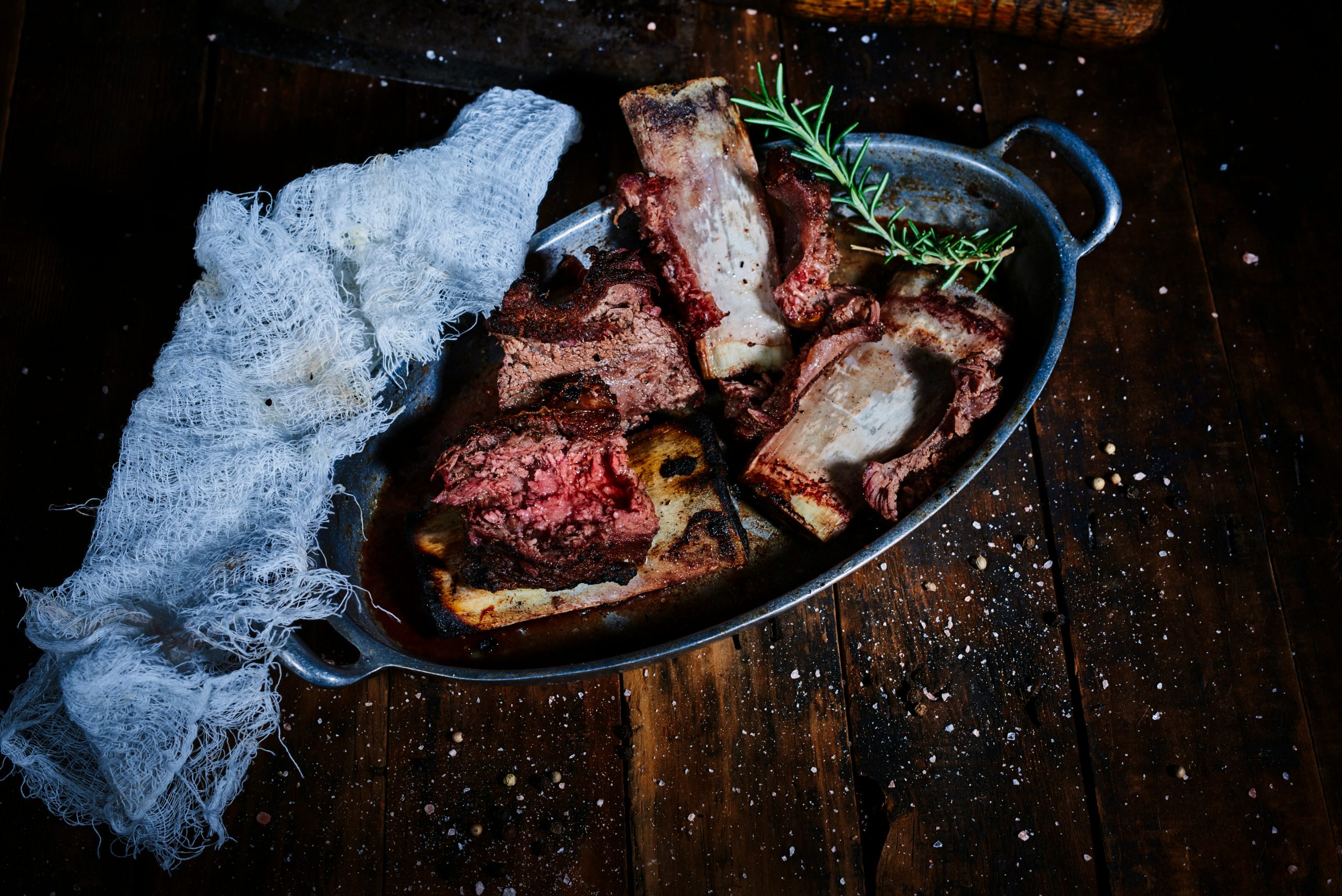 Braised beef short ribs plated for dinner