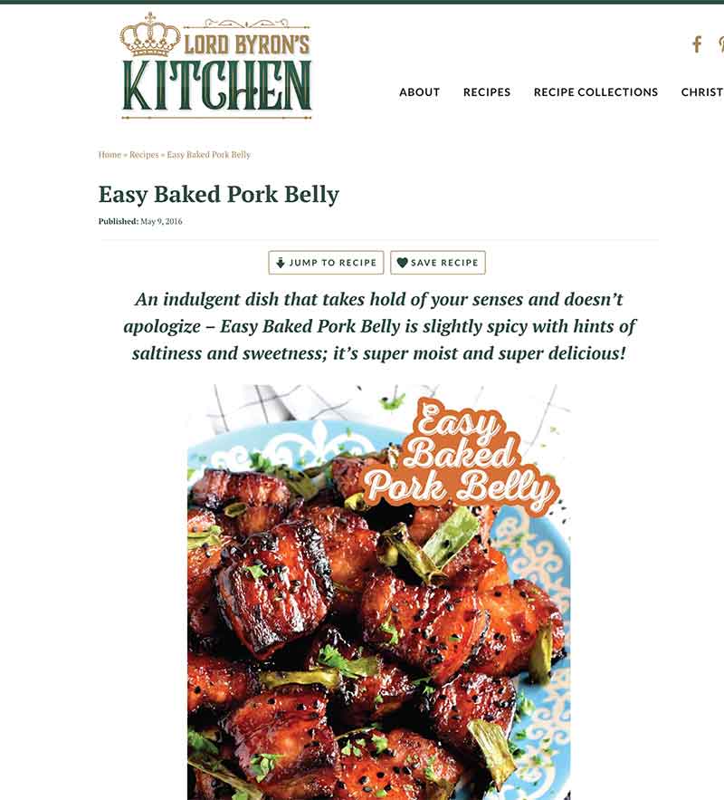 Jose Mier Sun Valley baked pork belly recipe