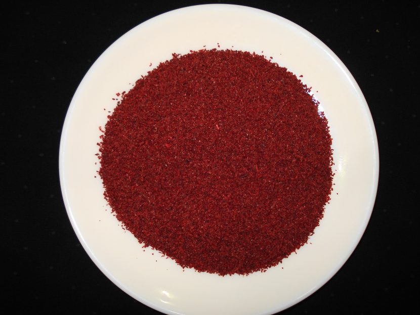 Public domain image of ground sumac, the tangy spice used in Palestinian musakhan made by Jose Mier in Sun Valley